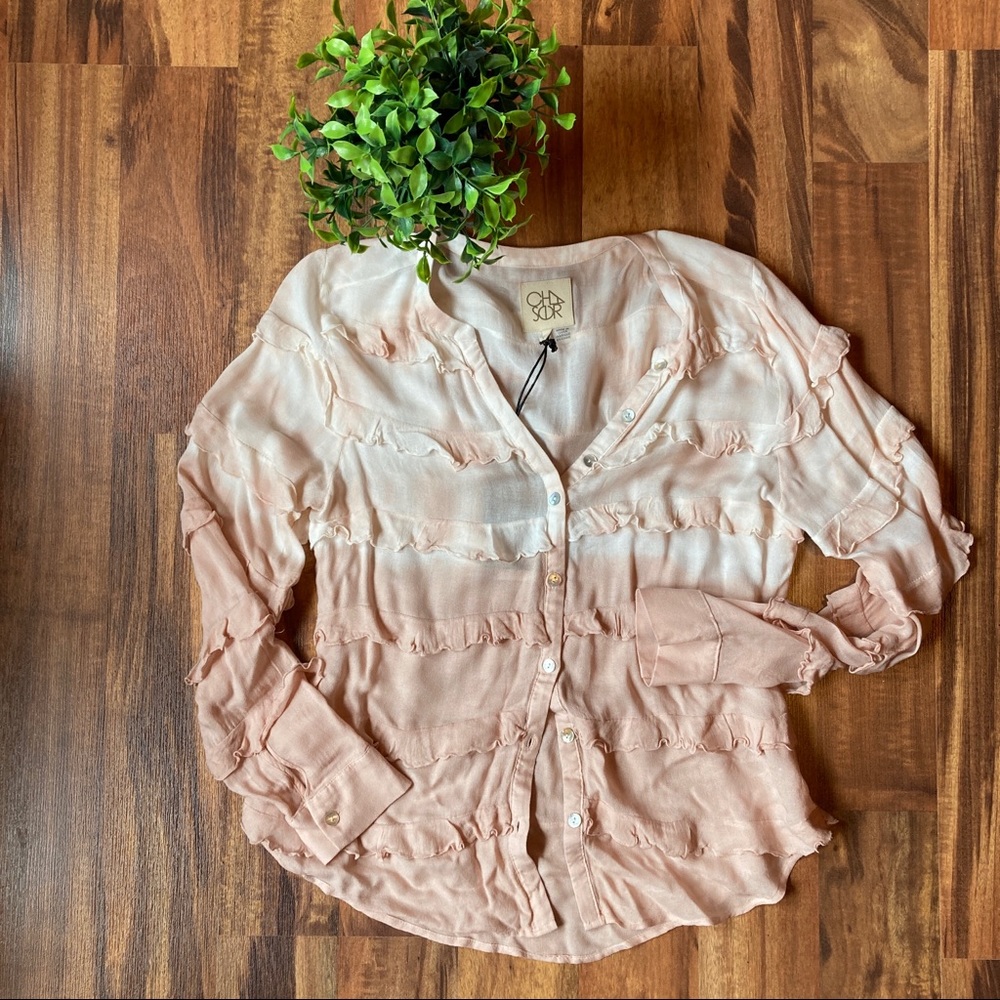 NEW Chaser peach dipdye button down shirt size S